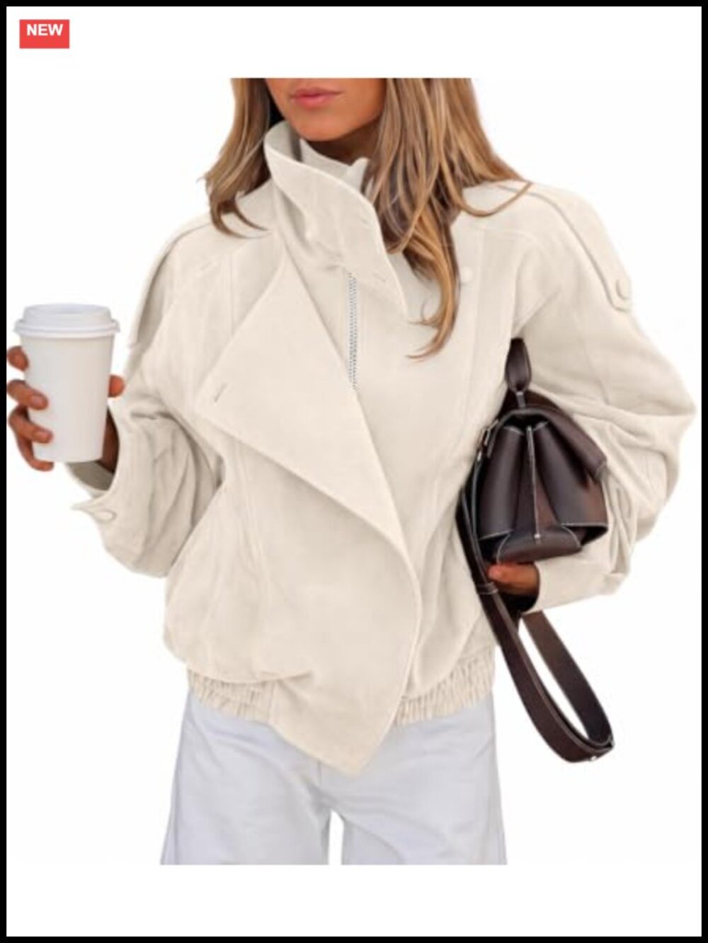 Oversized Faux Suede Jacket Asymmetric Zip Moto Fall Coat